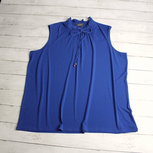 The Limited Women's Sleeveless Top Plus Size 1X Blue Career Ruffle Neck - Picture 1 of 4